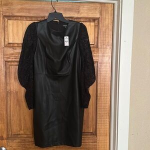 Brand New - Laced & Faux Leather Mini Dress